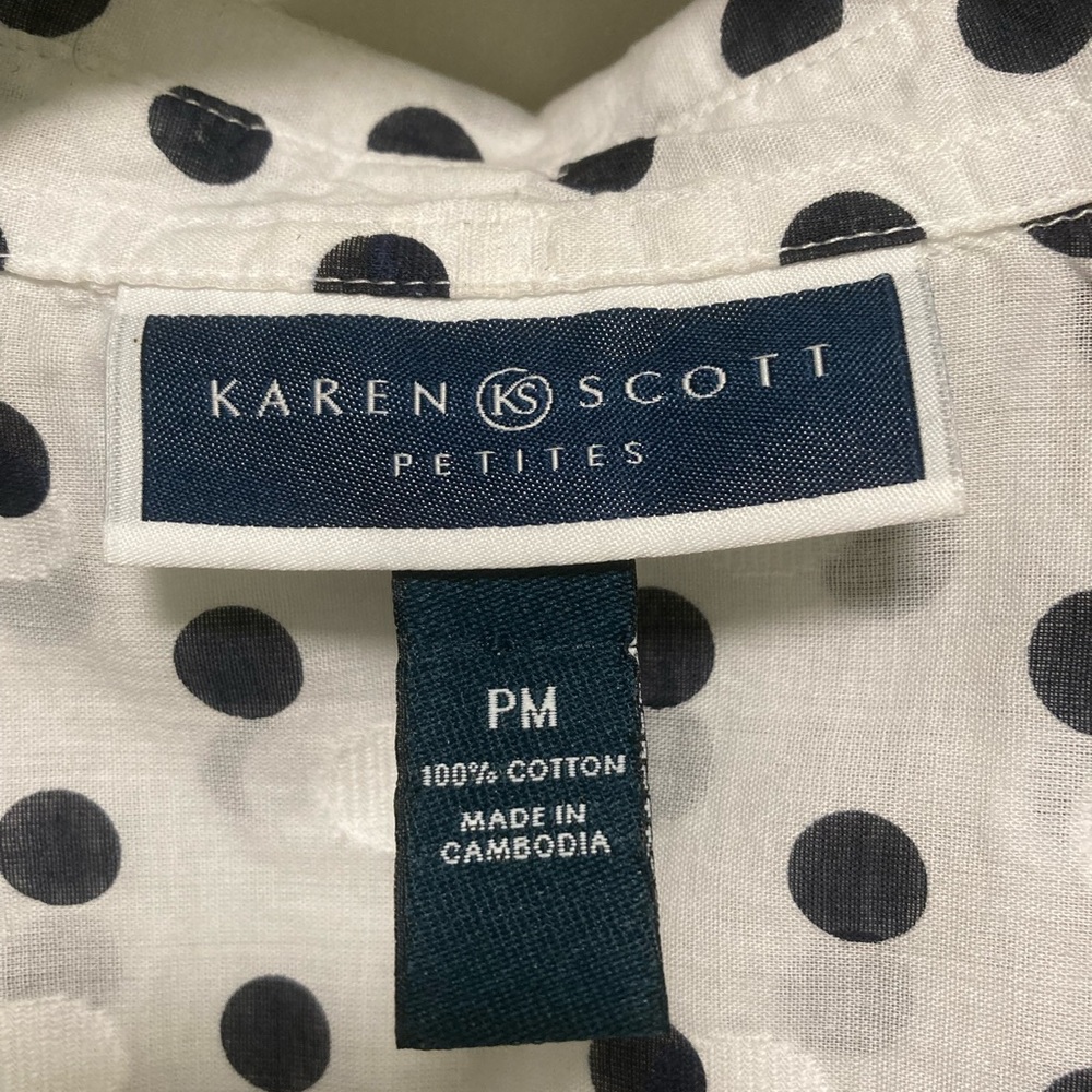 $5 SALE!🔥 Karen Scott polka dot Button Down Blouse - Picture 2 of 6
